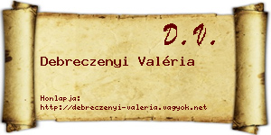 Debreczenyi Valéria névjegykártya